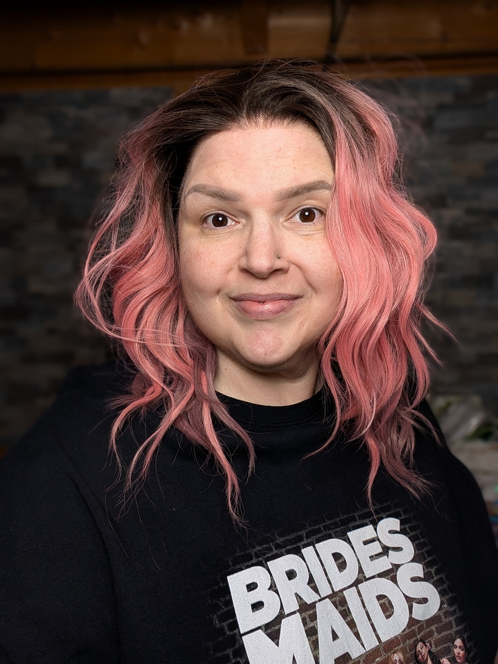 Amore By Martini Wigs - Wavy Lace Front Wig Pink Ombre with Natural Dark Roots